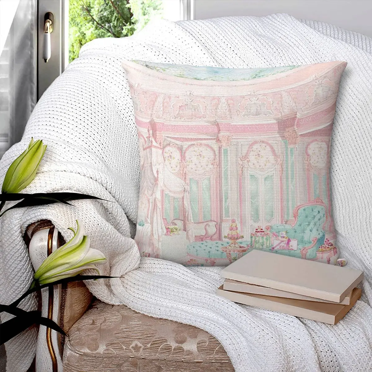 Marie Antoinette Afternoon Tea In French Paris Square Pillowcase Cushion Cover Pillow Case Throw Pillow Cover for Home Living