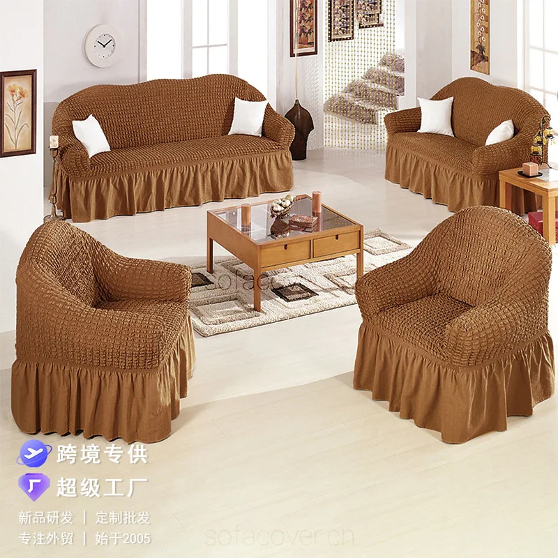 Solid Stretch Seersucker Sofa Cover Full Slipcover One Two Three Or Four Seat Sofas Multiple Colors Simple Dust Protection Home