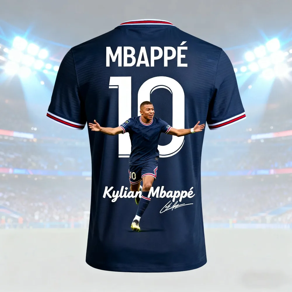 

Summer New Mbappé 3D Print Family Outfit Football Jersey T-shirt - Quick-drying Breathable Suitable for Outdoor Sports Wearing
