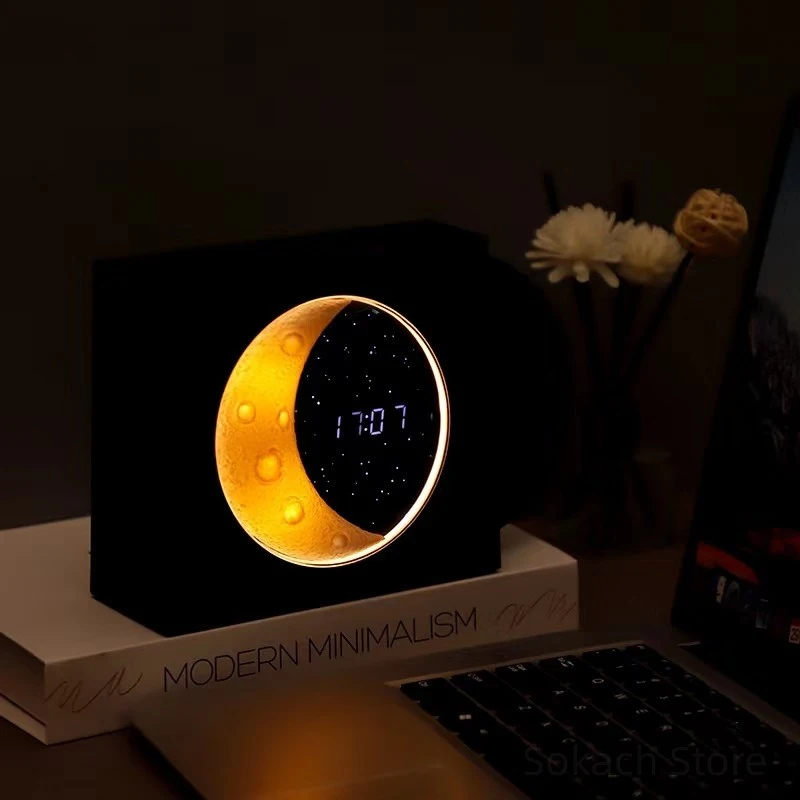 Little Prince Theme Moon Clock Wireless Bluetooth Speaker High quality Mini Portable Sound Subwoofer Black Gum Birthday Gift