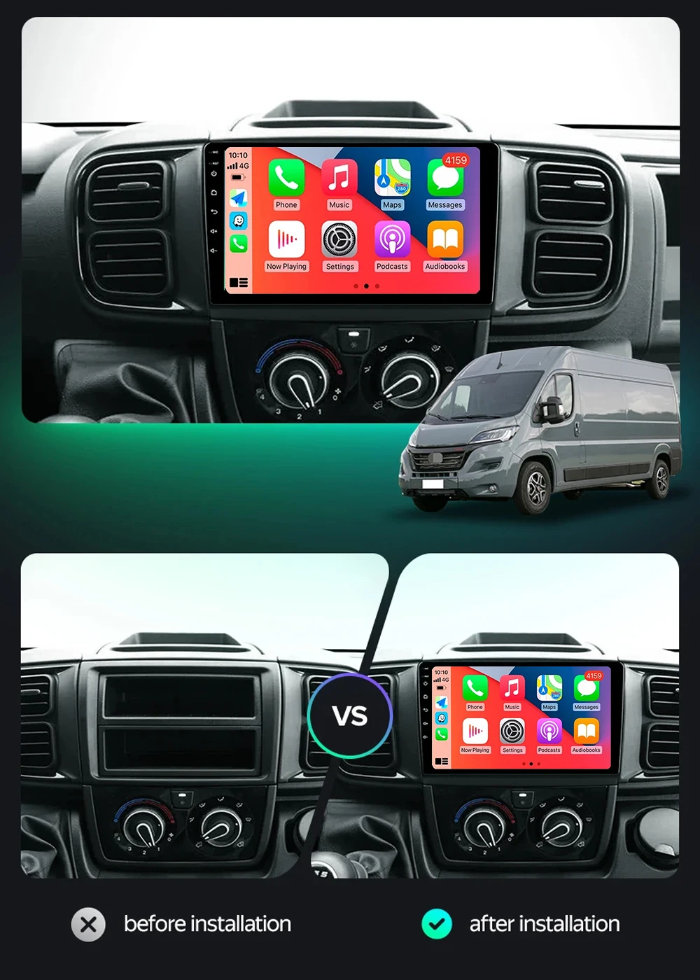 Andriod 14 Carplay Auto For Fiat Ducato Van L3H2 2021 - 2023 Car Radio Multimedia Video Player Stereo Navigation GPS DVD 4G WiFi