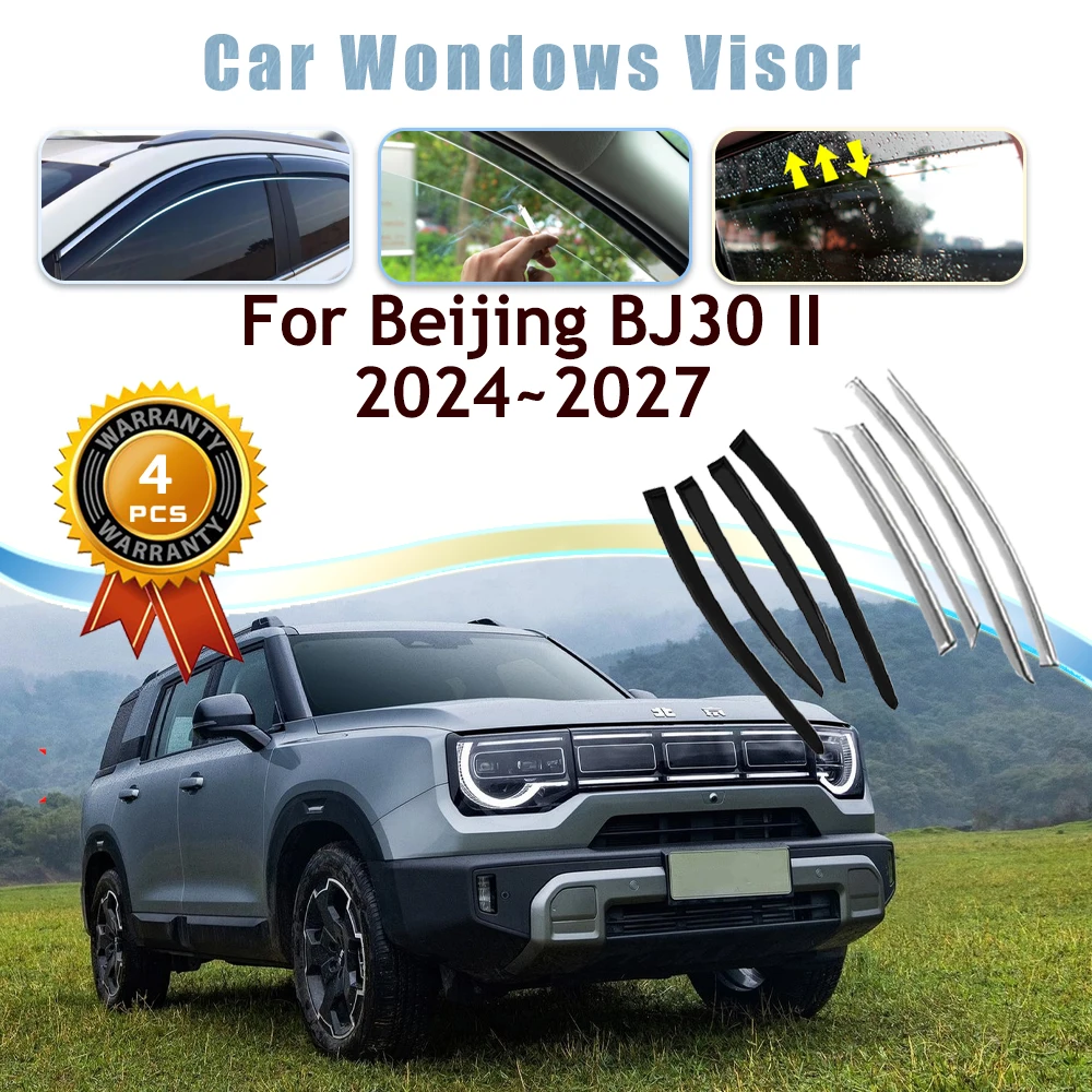 

Автомобильные оконные козырьки для Beijing BJ30 II 2024 2025 2026 2027, водонепроницаемая защита от дождя, защитный экран, ветрозащитные стекла, автомобильные аксессуары