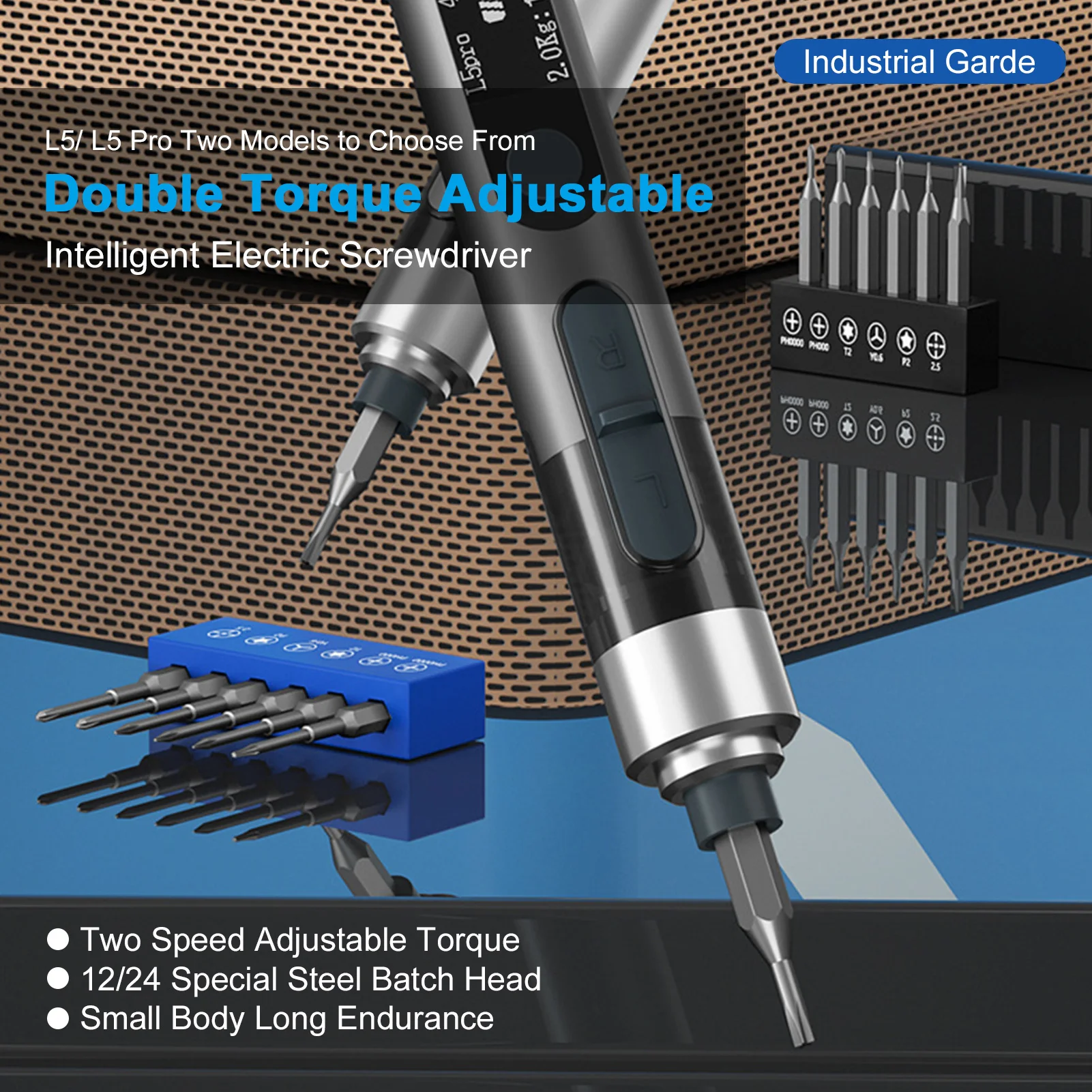 Smart Electric Screwdriver with Dual Torque Adjustment Strong Magnetic Adsorption Bits Suitable for Home Appliances