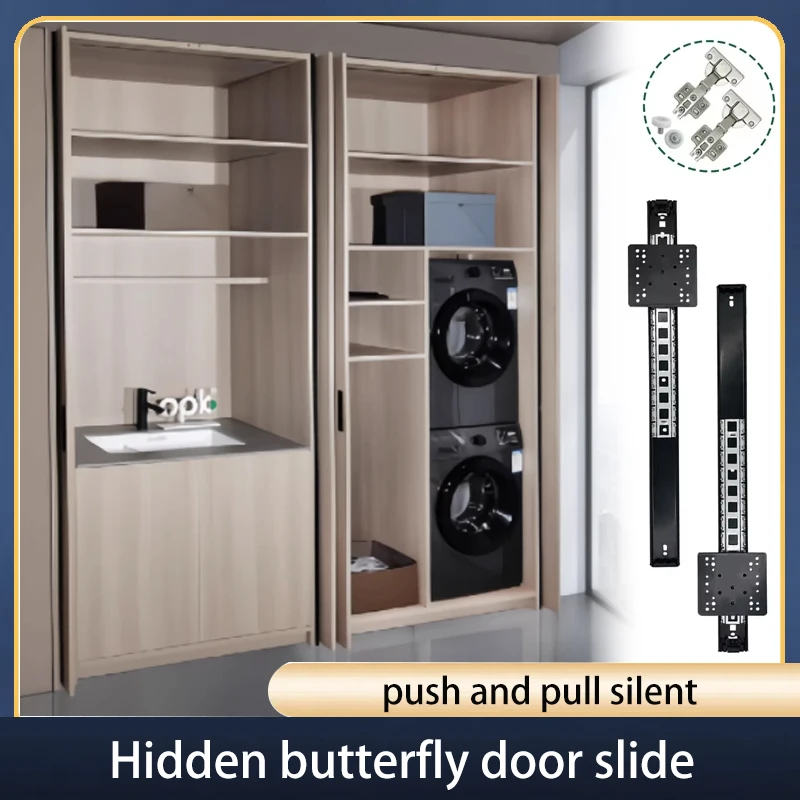 

Wardrobe Folding Swing Door Track Hardware Butterfly Door Inverted Retractable Hidden Cabinet Pocket Door Accessories