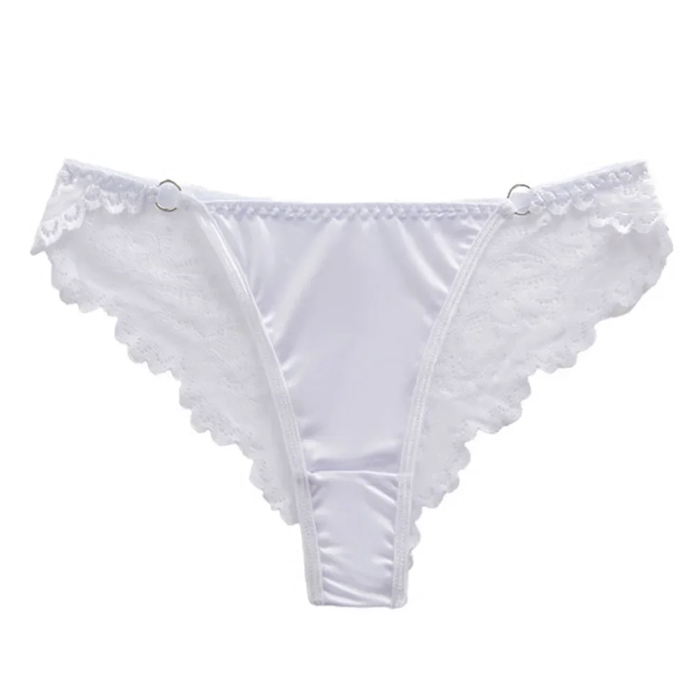 Briefs Silky Knickers All Seasons Daily Low Waist Nylon Satin Seamless Slight Strech Solid Color XS-L 1pcs Lace