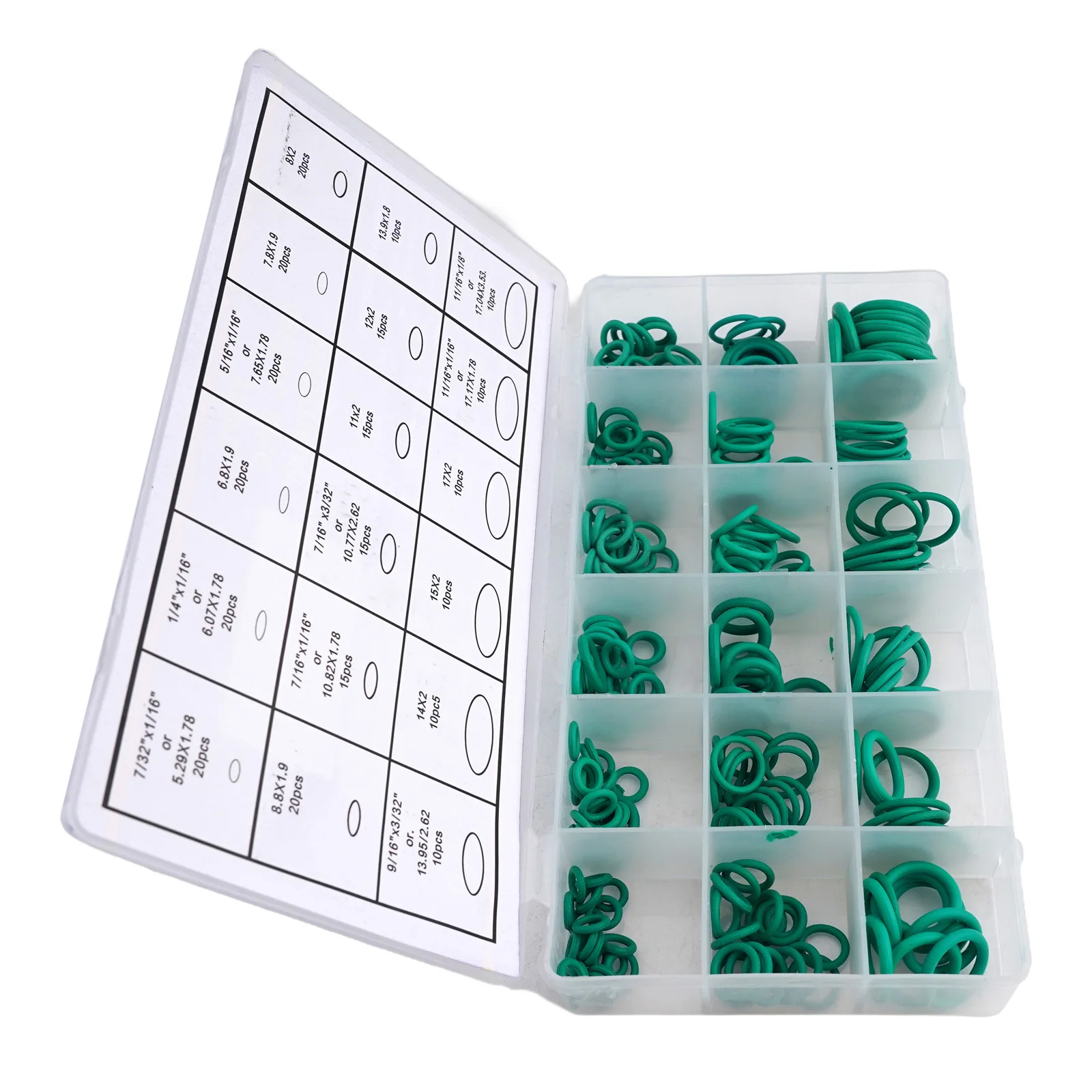 Automotive AC O Ring Set 270 Pieces for R134a System with 18 Different Sizes for Air Conditioning Seal Replacement and Service