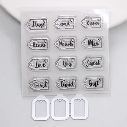 KSCRAFT Valentine Tiny Jar Label Stamp and Metal Cutting Dies Stencils for DIY Scrapbooking Decorative Embossing DIY Paper Cards