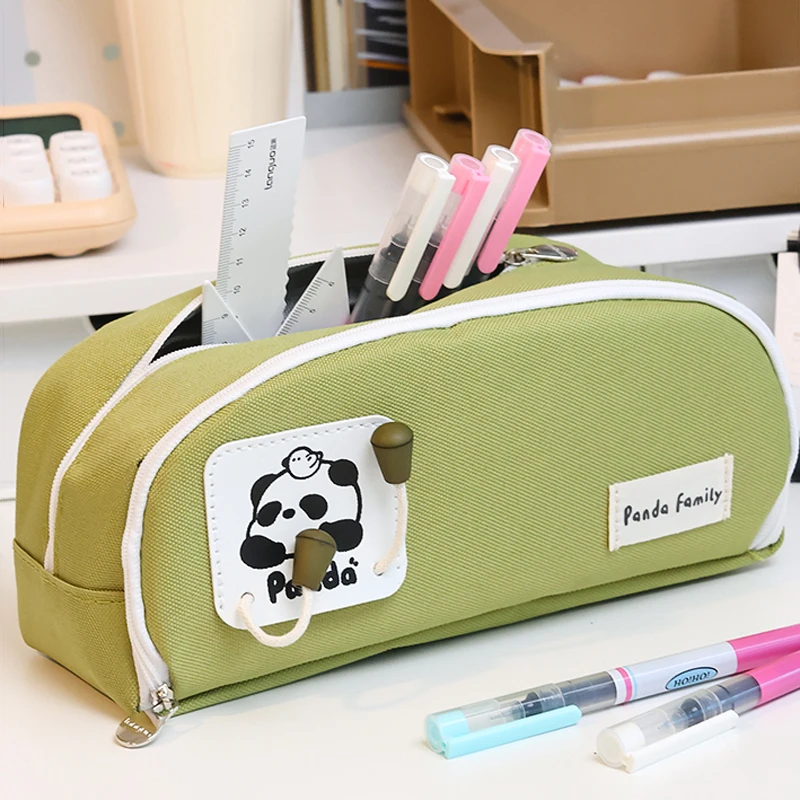 Cute Panda Family Pencil Bag astuccio multistrato con cerniera di grande capacità astuccio per penne per studenti Storge per forniture di