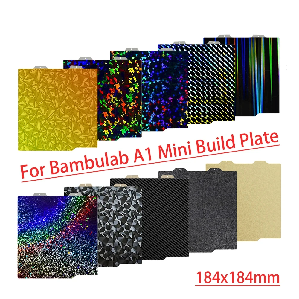 

For Bambu Lab A1 Mini Build Plate Double Sided H1H PEY PEO PET PEI Bed Spring Steel Sheet Pei Sheet 184x184 for Bambulab A1 Mini