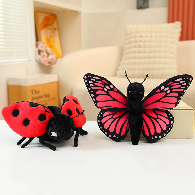 Cute Insect Plush Toy Set – Ladybug, Ant, Butterfly, and Praying Mantis Stuffed Dolls, Adorable Bug-Themed Toys for Kids Gift