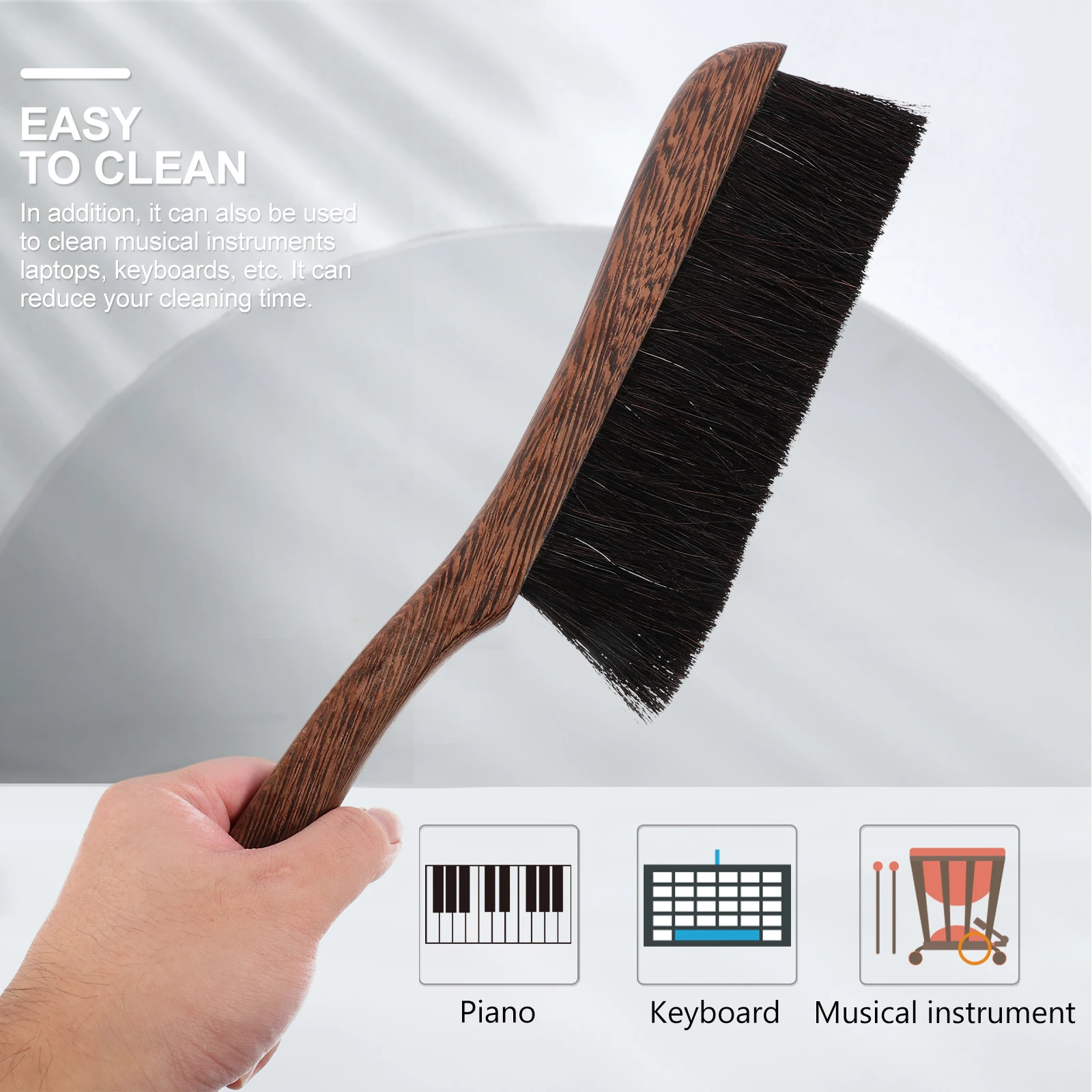 

1pc Keyboard Cleaning Brush Piano Laptop Dusting Tool Mechanical Anti-static Wood Bristle Pure Ponytail Hair Long Lasting