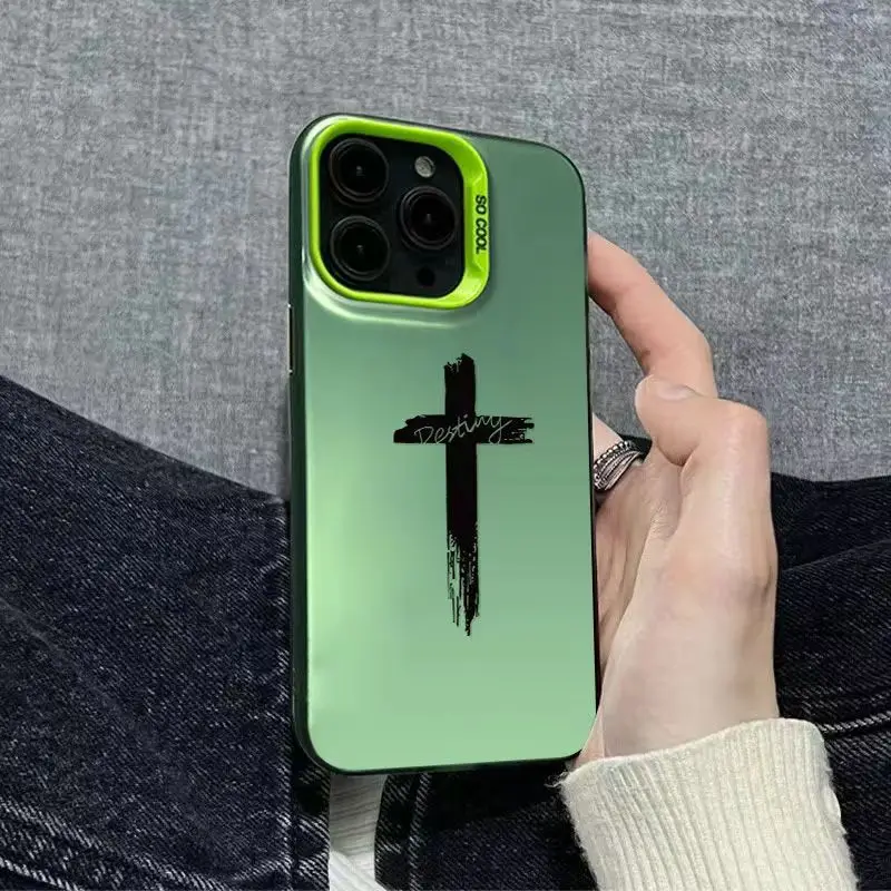 Dirt-Resistant, Stylish Three-Color Cross Mobile Phone Case For iPhone 15/15 Plus/15 Pro/15 Pro Max Popular and High-Looking