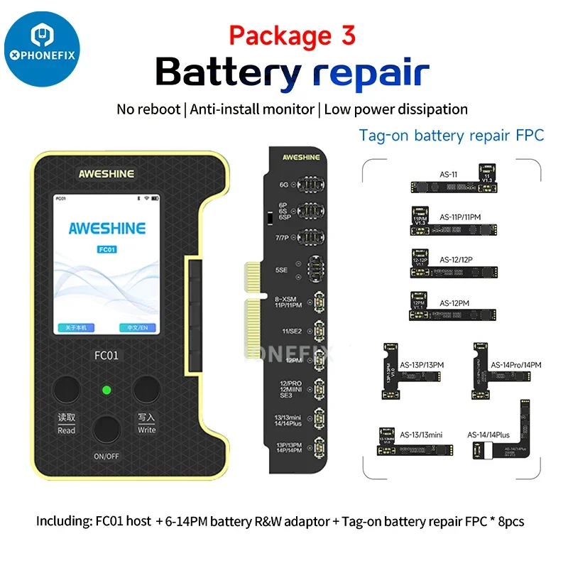 AS FC01 แบตเตอรี่ Tag-on Dot Matrix Flex สายสําหรับ iPhone X-14PM แบตเตอรี่ Dot โปรเจคเตอร์ Face ID ซ่อมเปลี่ยนอ่านเขียนเครื่องมือ