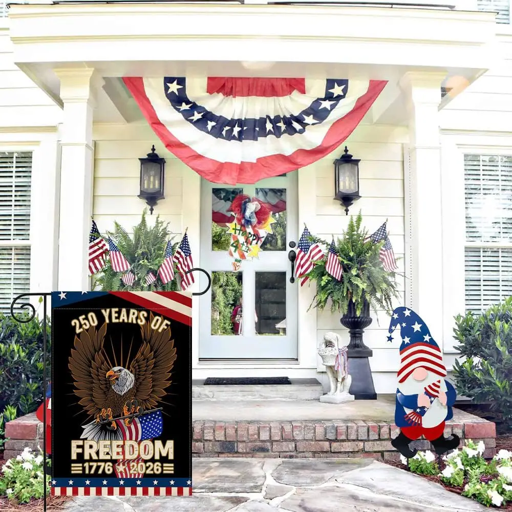 250th Anniversary Garden Flag, 250th Anniversary Patriotic July 4th Flag Double sided Eagle Pattern, 1776-2026 Commemorative AAS