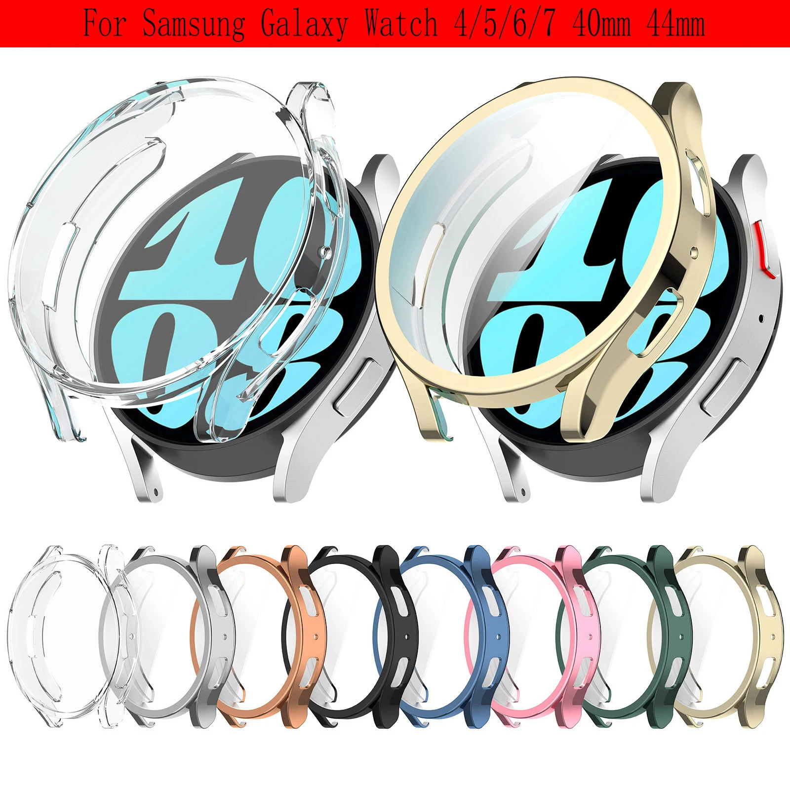 Watch Case for Samsung Galaxy Watch 4/5/6/7 40mm 44mm Screen Protector TPU All-Around Bumper Protective Cover Shell.