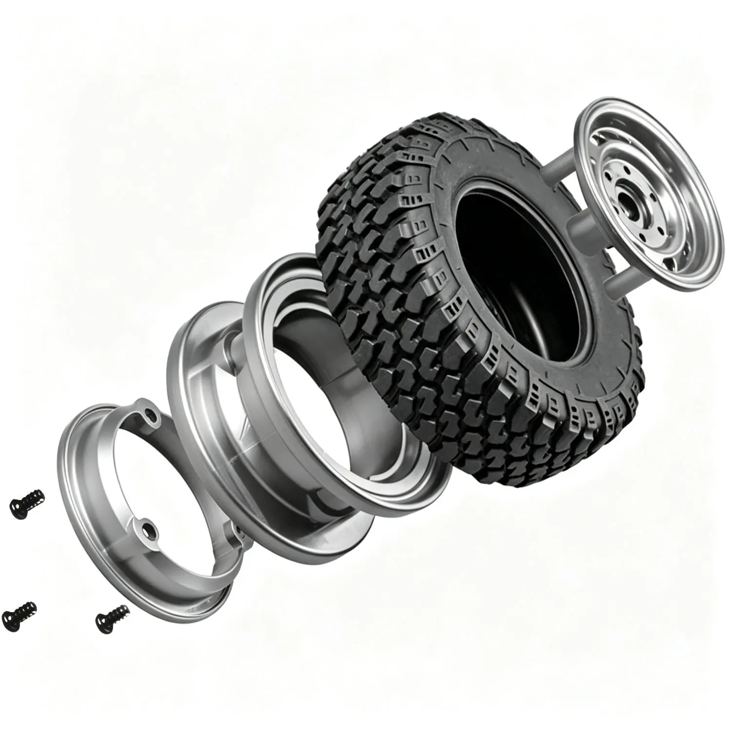 RC Upgrade 73.5mm Off-Road Tires with Zinc Alloy Rims 4PCS, 5mm Hex for 1/16 MN WPL JJRC Fayee RC Vehicles