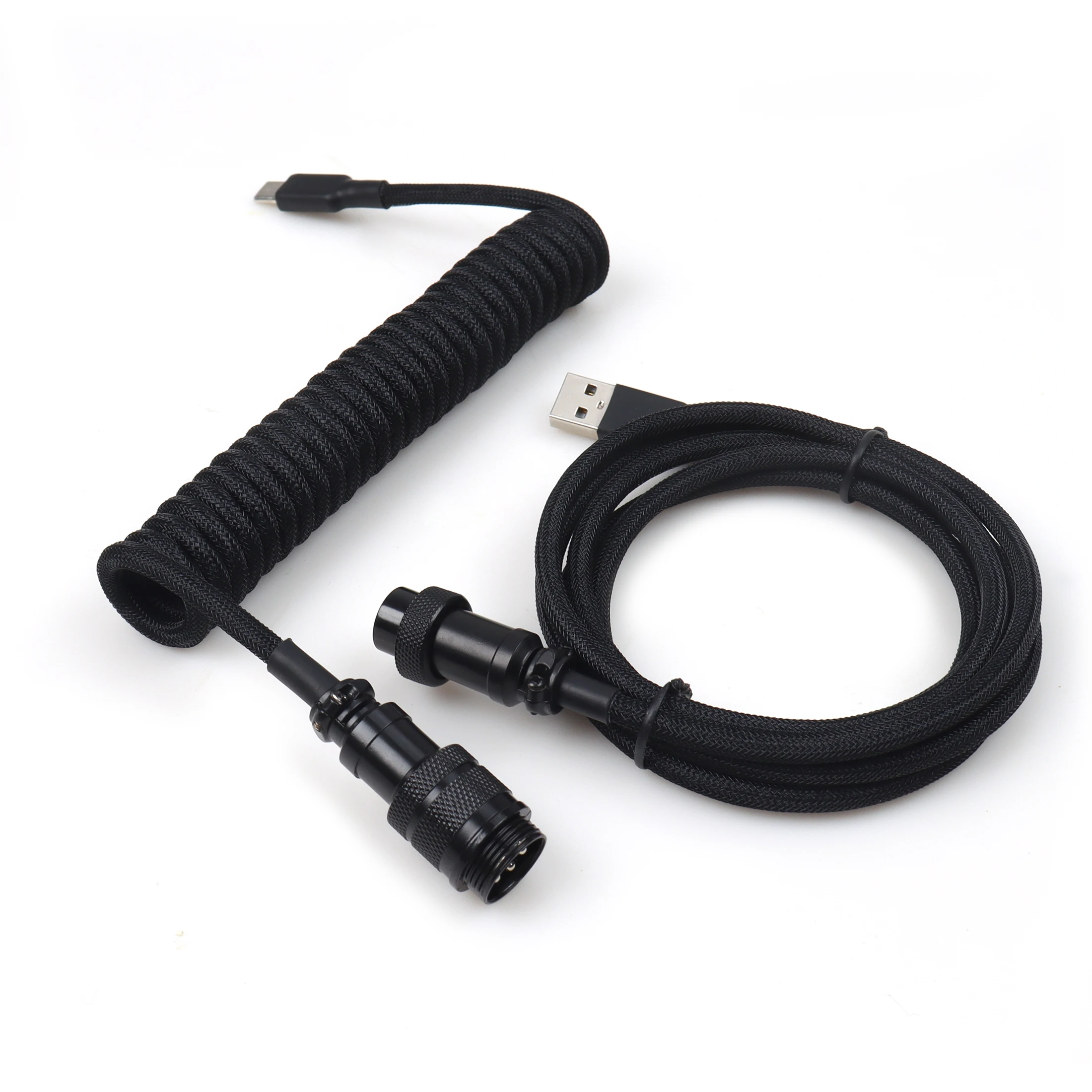 LANO USB A auf Typ C für mechanische Gaming-Tastatur, doppelt ummanteltes Kabel mit abnehmbarem GX16-Flieger-Spiralstromkabel 10