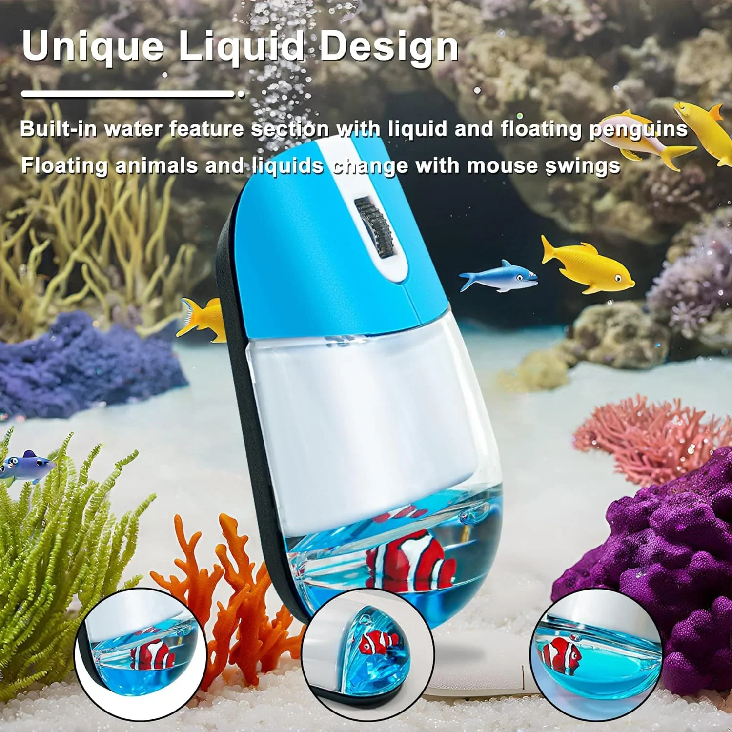 Cute 2.4G Liquid Wireless Mouse Oil filling Floating Animal Silent for Office Laptop PC
