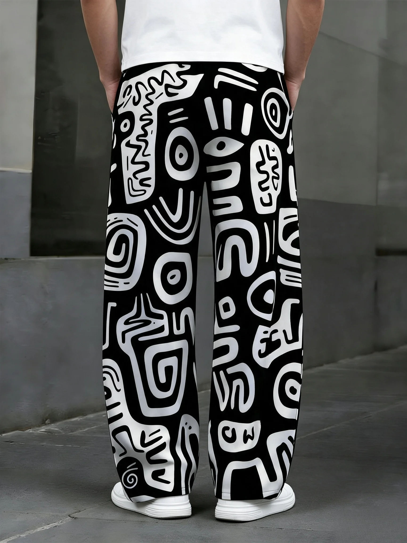 Neuheiten: Abstrakte, geometrische Stammesmuster, gerade geschnittene Hosen, Unisex-Freizeit-Hosen, Retro-Streetwear, für den Alltag, Urlaub und entspannte Anlässe. – Detail 5