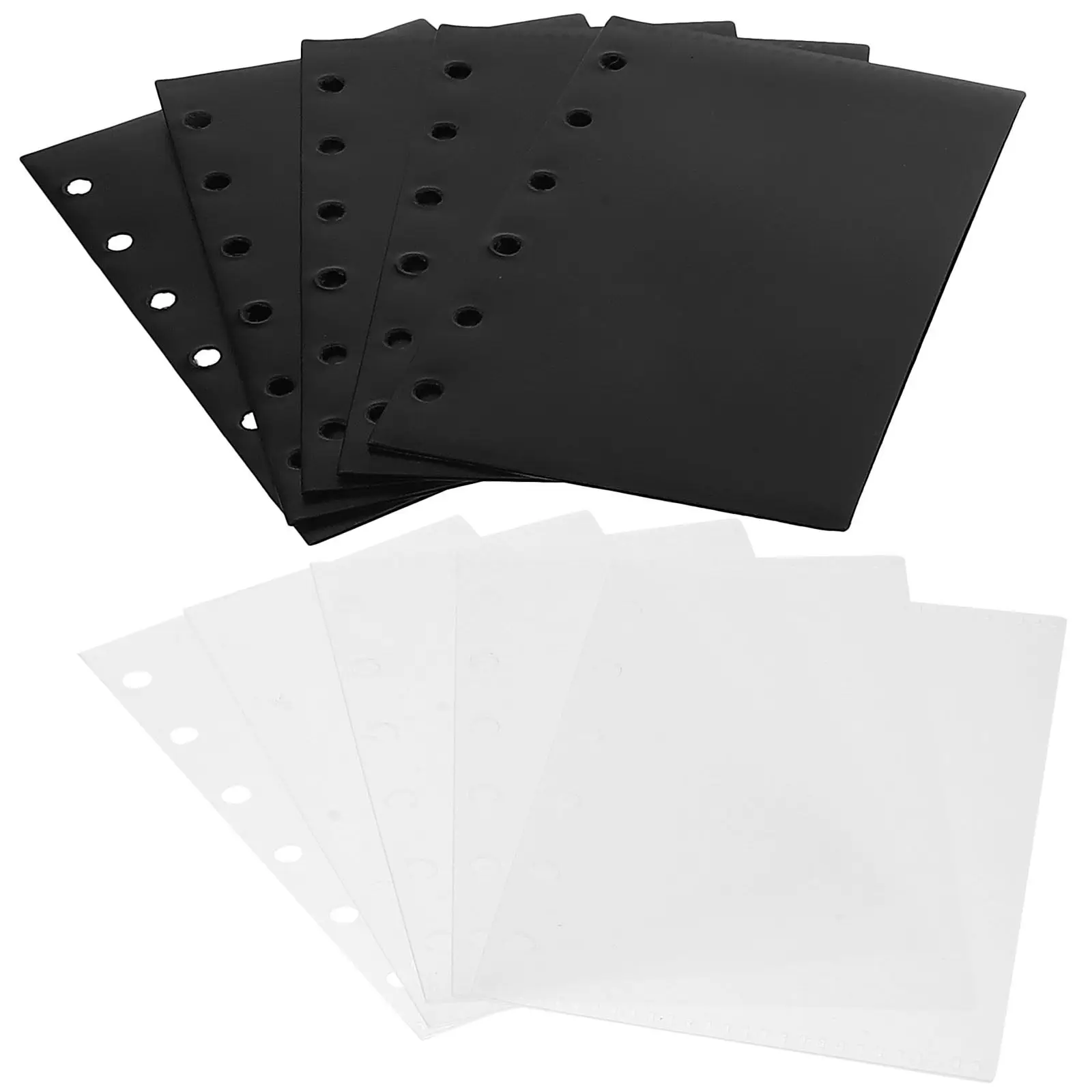 

10 Sheets Binder Pocket File Folder 6-Hole Plastic Organizer Smooth Closure Office Receipt Document Storage 6 Pocket Binder