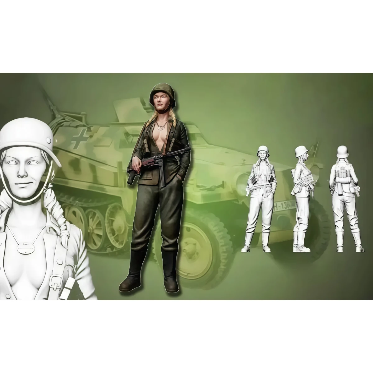 

Комплект неокрашенной модели из смолы в масштабе 1/35, военная тема, немецкий женский солдат, в разобранном и неокрашенном виде GK, 1650R