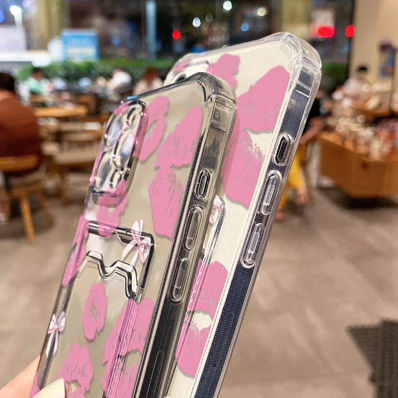 Sexy Lip Transparent Phone Case For Samsung A16 A57 A56 A37 A17 A07 A55 A54 A35 S26 S25 S24 S23 Ultra Card Slot Bag Holder Cover - view 5