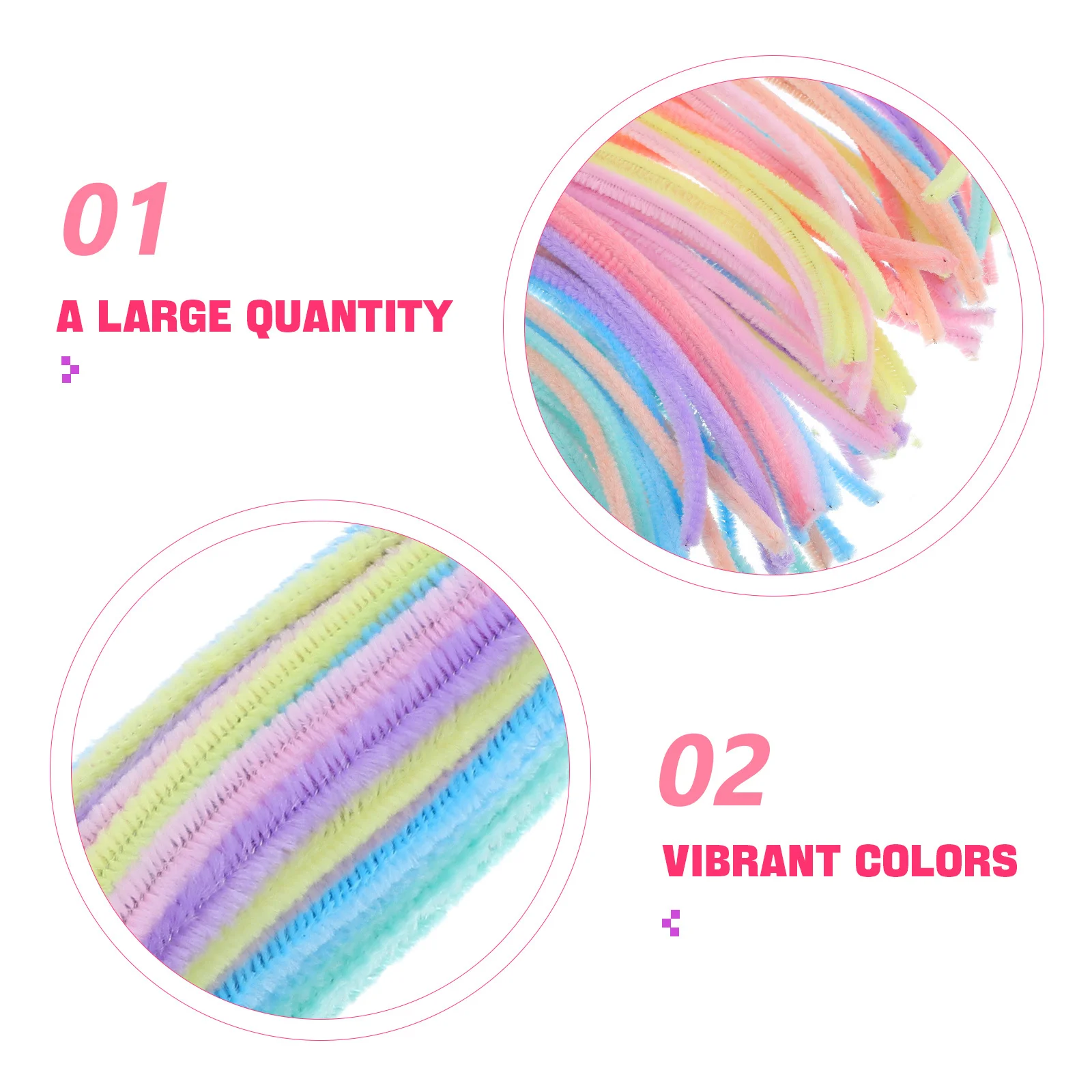 100 szt. Kolorowe druciki chenille - Druciki do rękodzieła DIY - Elastyczne druciki do czyszczenia rur do ręcznie robionych kwiatów i zwierząt - Hurtowe materiały plastyczne