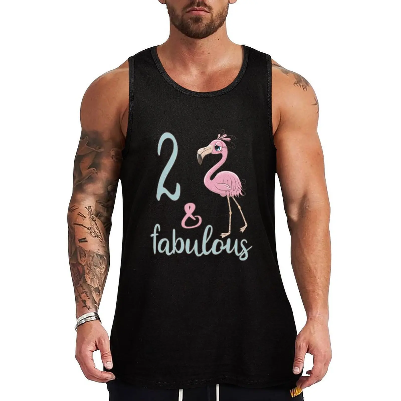 

2nd Bday Girl Gift Fabulous Flamingo 2 Years Old Toddler Birthday Party Outfit For 2T Daughter Niece Tank Top