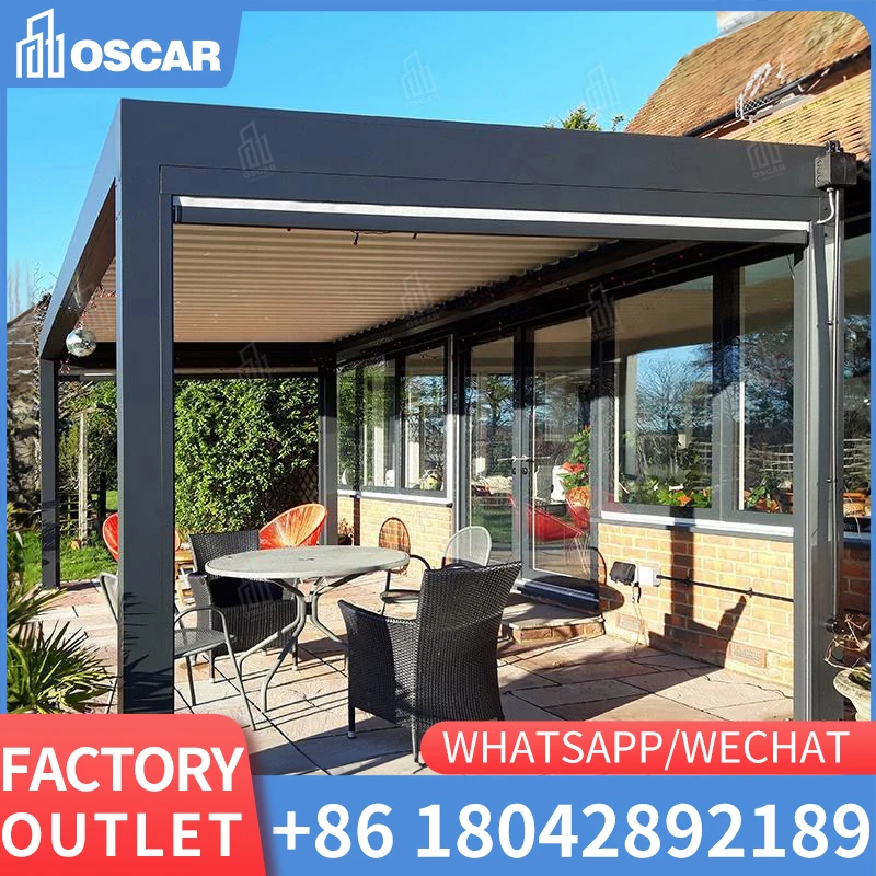 

Factory Direct Customized Outdoor Awning Canopy Waterproof Motorized Louver Roof System Garden Gazebo Aluminum Pergola