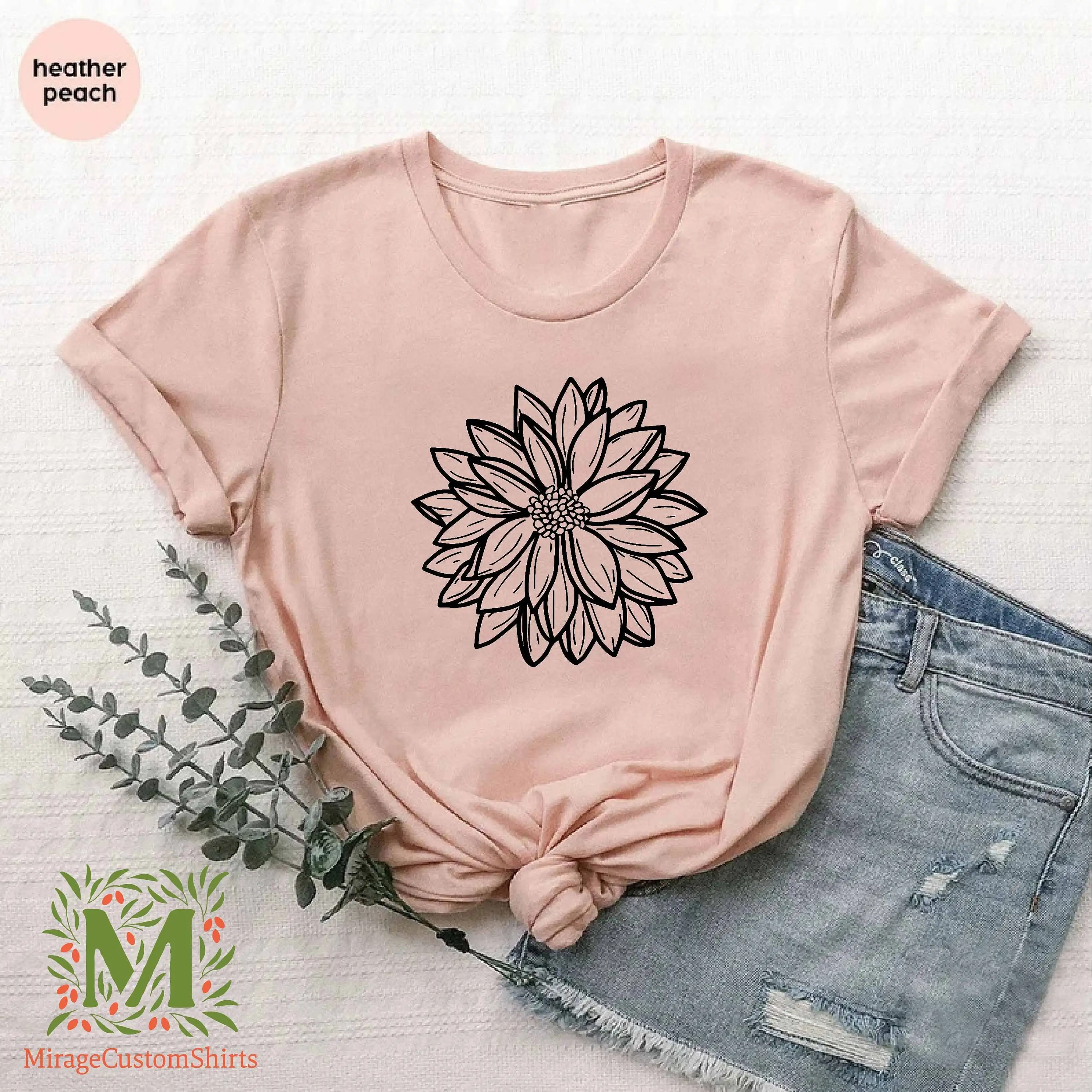 Dahlia Flower T Shirt Spring Flowers Nature Lover Floral Natura Yoga