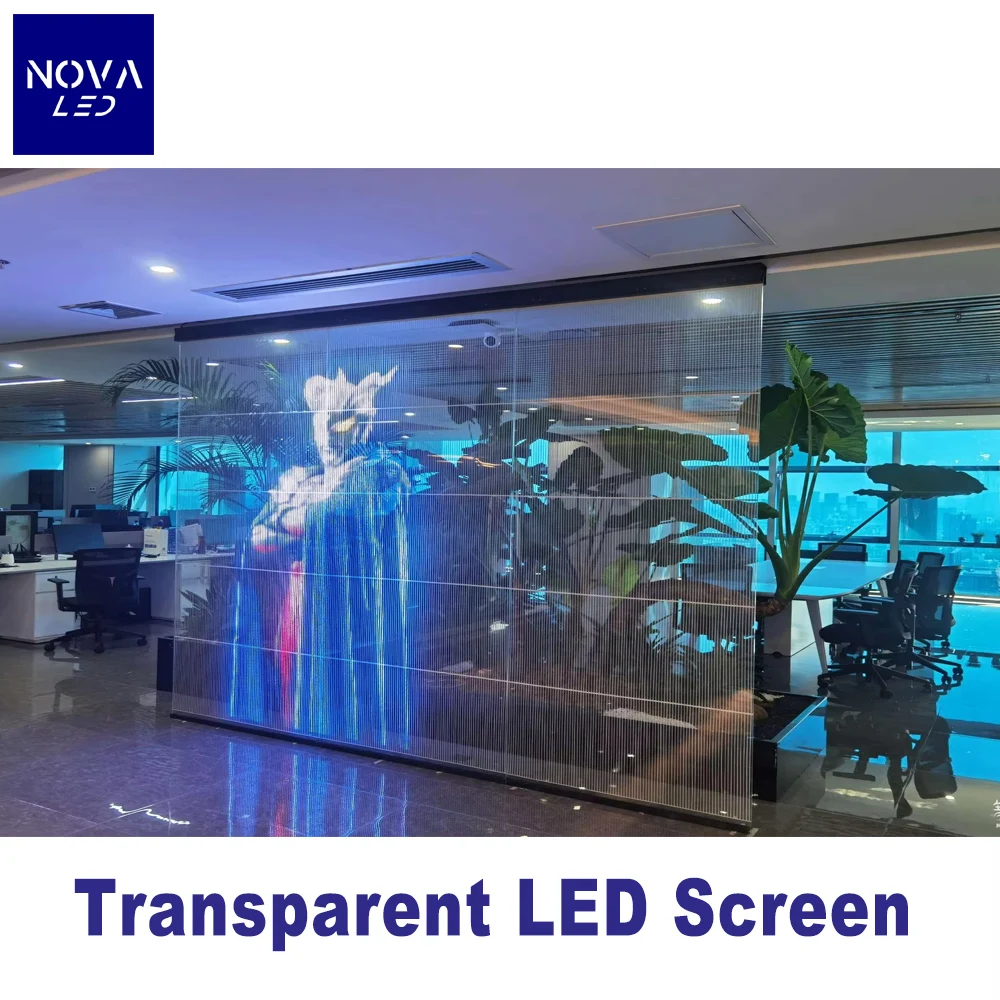 Écran LED Transparent Flexible pour Niket Extérieur, Film de Verre Adhésif en Clip