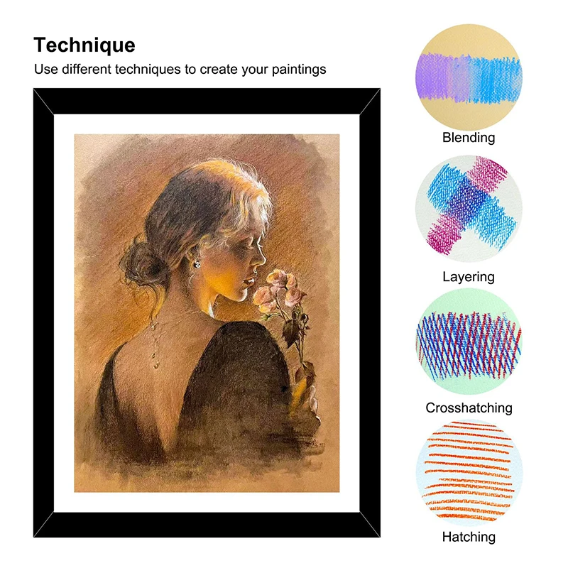 KALOUR Pro Buntstifte-Set, Art Pastel Chalk Portrait Kit, ideal für Mixed Media Layering Blending Traditional Paste Painting