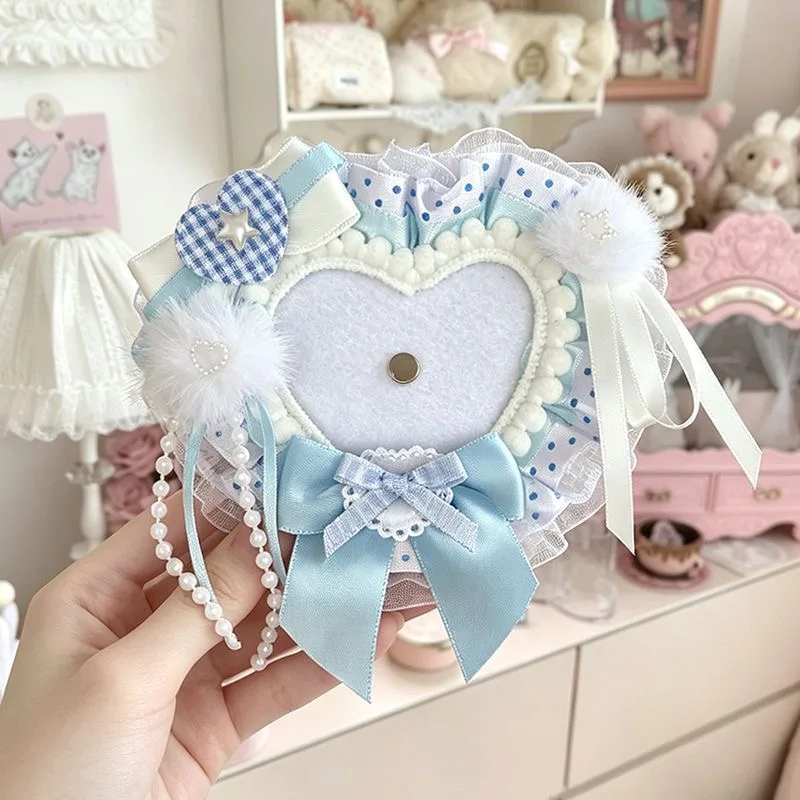 Ita bag accessories decoration heart badge holder idol photo display Lolita y2k accessories DIY 58mm idol photo display bow