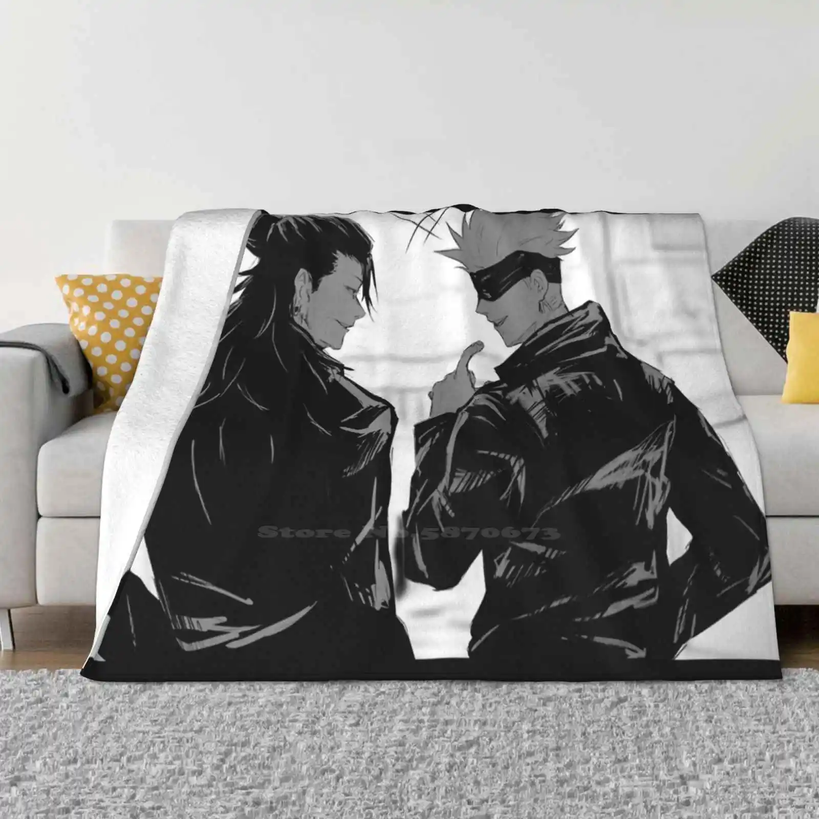 Gojo & Geto Black N White Best Selling Room Household Flannel Blanket Gojo Satoru Geto Jjk Getou Gojou Satoru