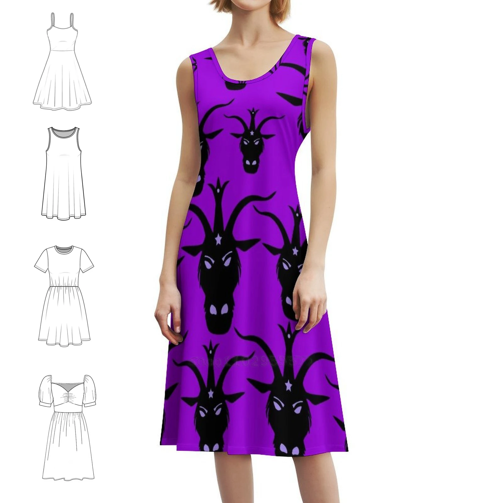 

Дьявол Коза Stay Toasty Готический Бафомет Дизайн Женская уличная одежда Вечернее платье Модная клубная одежда с принтом для женщин Бафомет