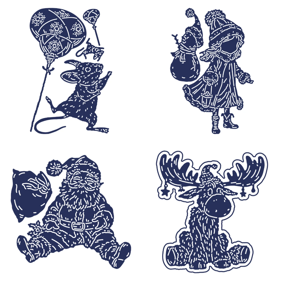 

Merry Christmas Santa’s Sidekicks Die Collection Metal Cutting Die Scrapbook Embossed Paper Card Album Craft Template Cut Die