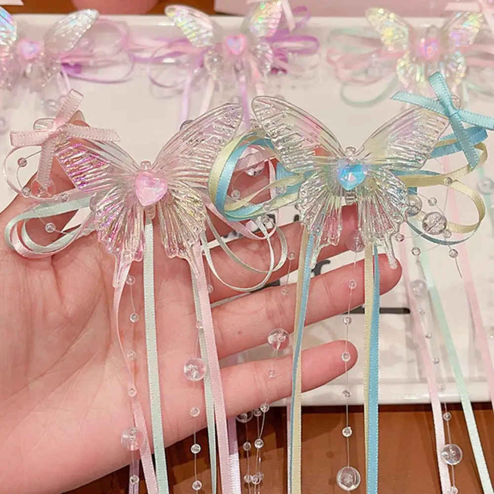 

Ancient Style Hairpin Butterflies Hairpin Butterfly Hairpin Clip for Girls Long Ribbon Bowknot Hair Accessory Beaded for Kids