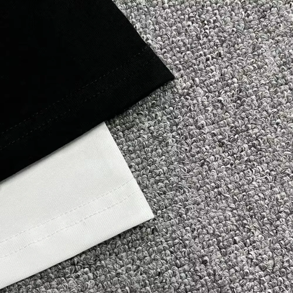 2025 العلامة التجارية الأوروبية العصرية الجديدة الراقية الفاخرة العلامة التجارية القطن الخالص تي شيرت موضة قصيرة الأكمام الرجال والنساء نفس القمة #6