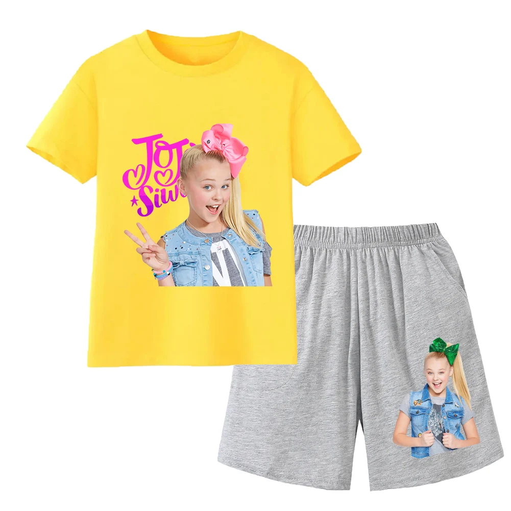Костюм для мальчиков Jojo Siwa из хлопка, одинаковые комплекты для всей семьи, комплекты для косплея для детей, домашняя одежда, домашняя одежда, футболки, топ и боты для юниоров