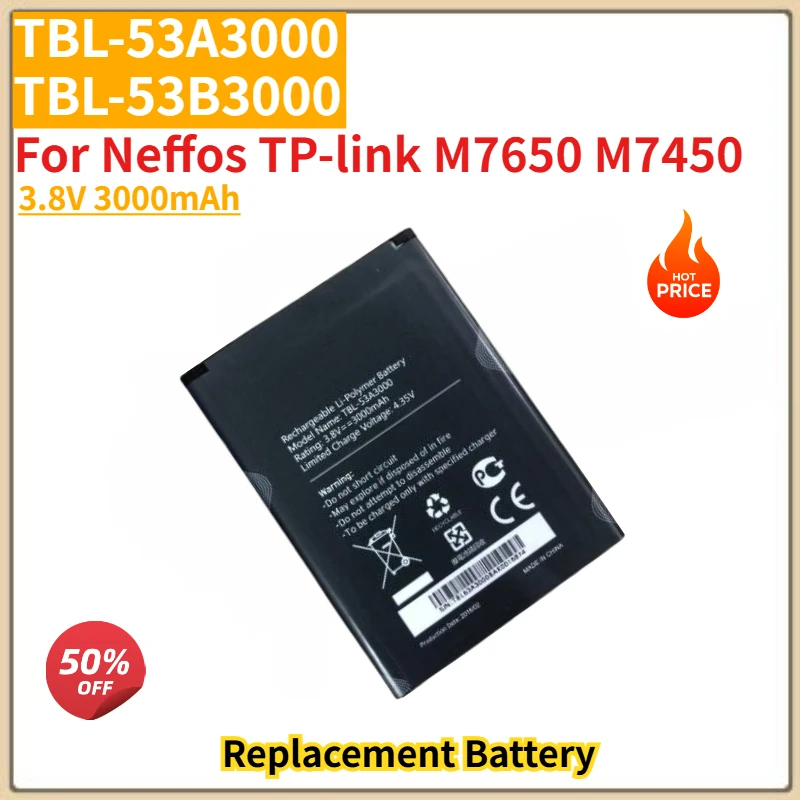 

TBL-53A3000 TBL-53B3000 High Quality Router Battery 3.8V 3000mAh for Neffos TP-link M7650 M7450 Brand New Replacement Battery