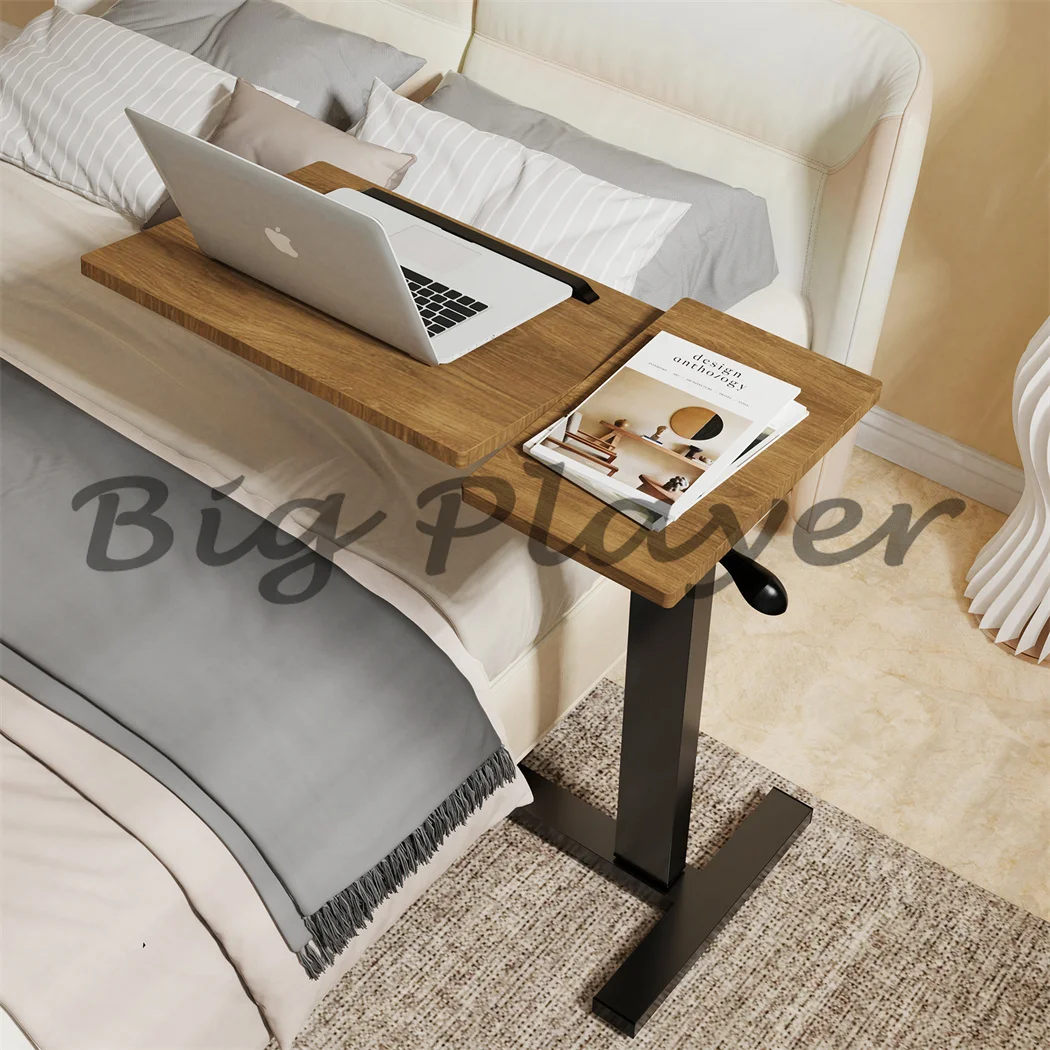 

Height Adjustable Mobile Over Bed Bedside Laptop Desk with Hidden Wheels Rolling Sofa Side Table