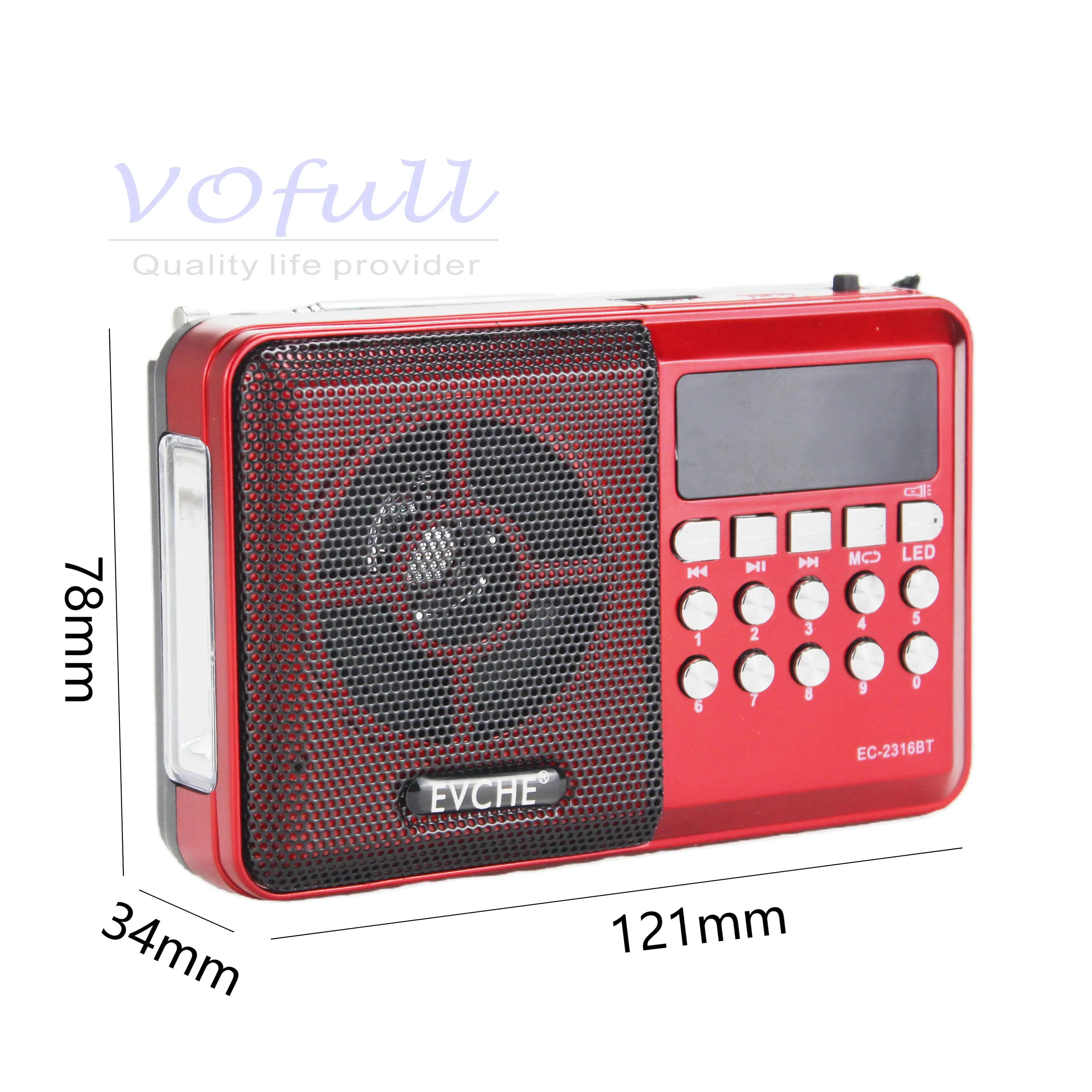 Vofull Retro FM Radio FM/AM  Rechargeable Battery Radio  LED Digital Radio