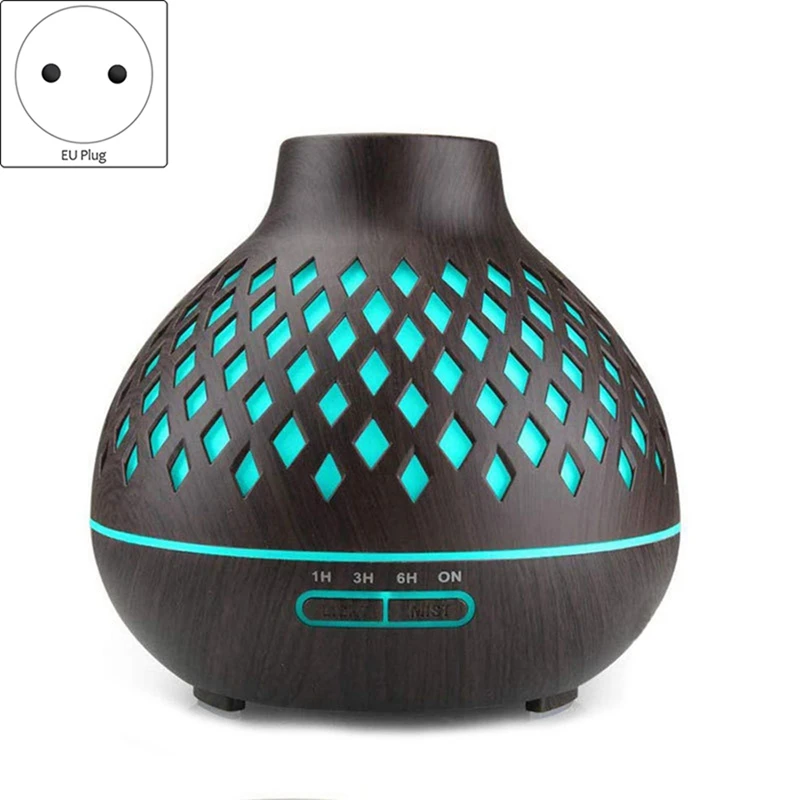 Essential Oil Diffuser 400Ml Wood Grain Aroma Diffuser With Timer Cool Mist Humidifier For Home Baby Bedroom