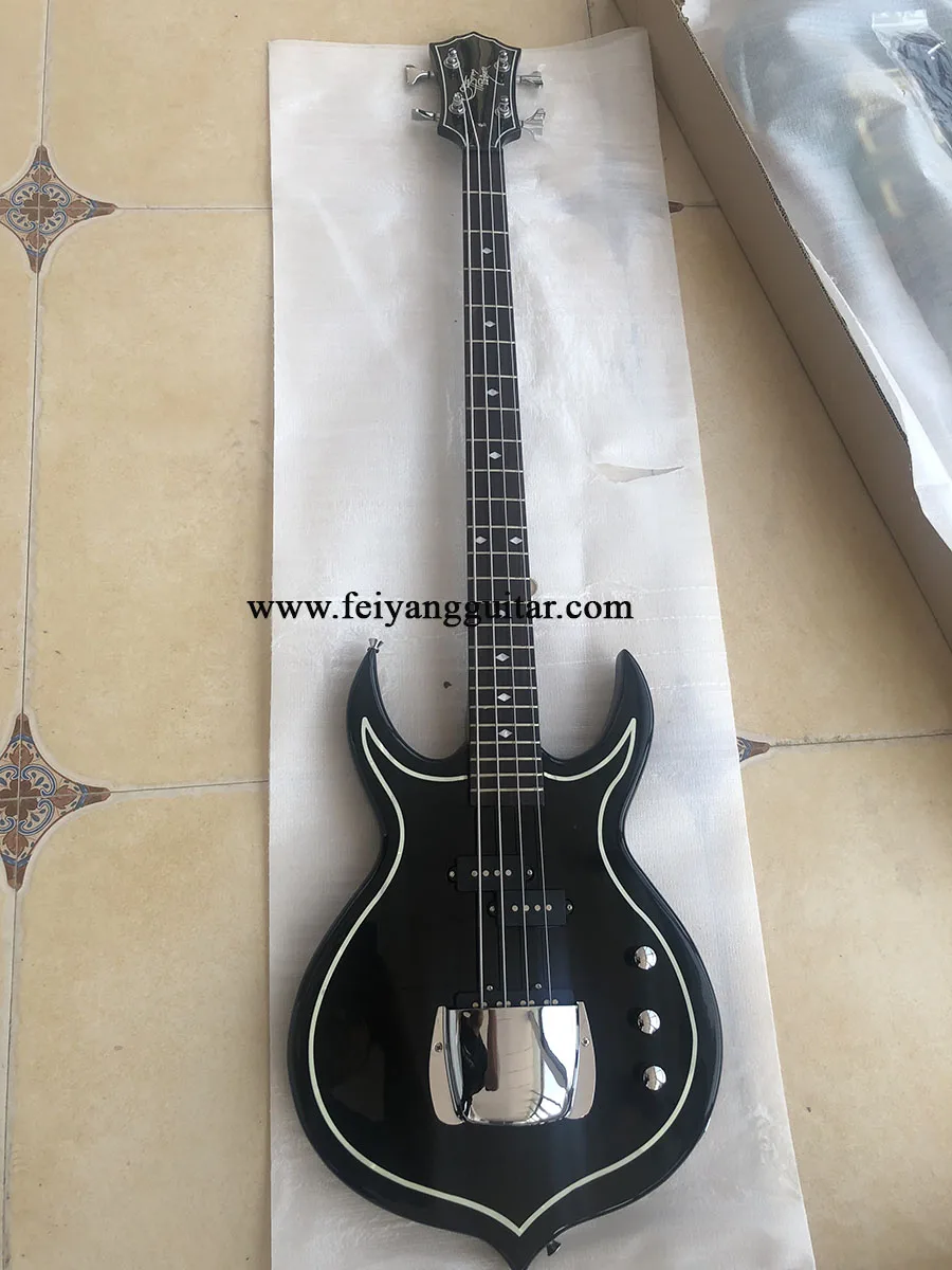 Electric Bass Guitar,Rosewood Fingerboard, Chrome Hardware, Shaped Axe, 4 String Bass,High Quality Custom,Free Shipping