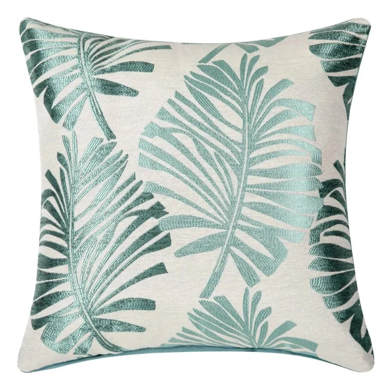 Embroidery Throw Pillow Covers 18x18inch Tropical Leave Pillow Cover for Couch Cushion Cover Pillow Case Plant Monstera Leaf