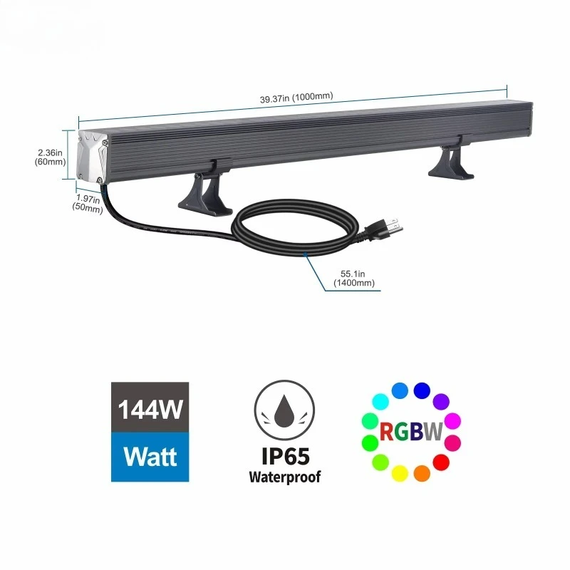 

144 Вт 40 дюймов линейный RGBW 5000K дневной свет светодиодный прожектор настенный светильник для наружного пейзажа сада офиса пульт дистанционного управления из алюминия