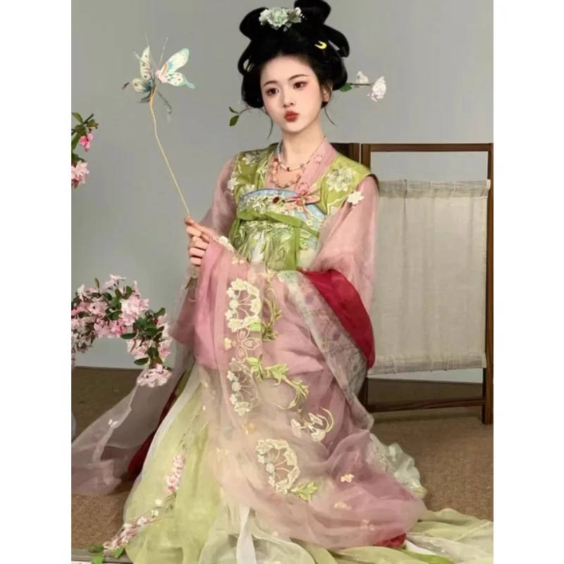 2026 New Product Yunjian Shanze Spring Begonia Embroidery Pink Tang Printing Chest-length Hanfu Chest-length