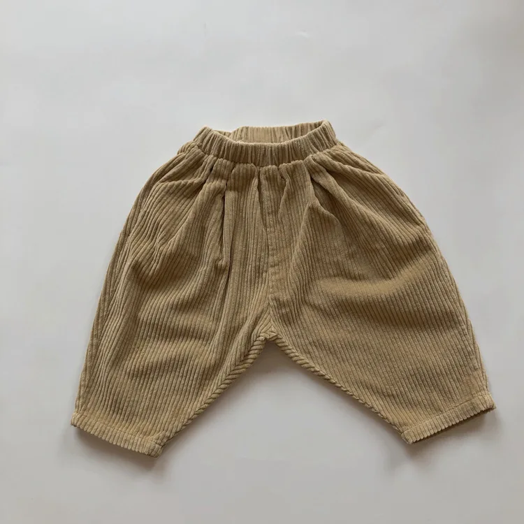 2024 Autumn New Children Corduroy Trousers Solid Kids Boys Casual Pants Vintage Girls Harem Pants Solid Baby Warm Clothes