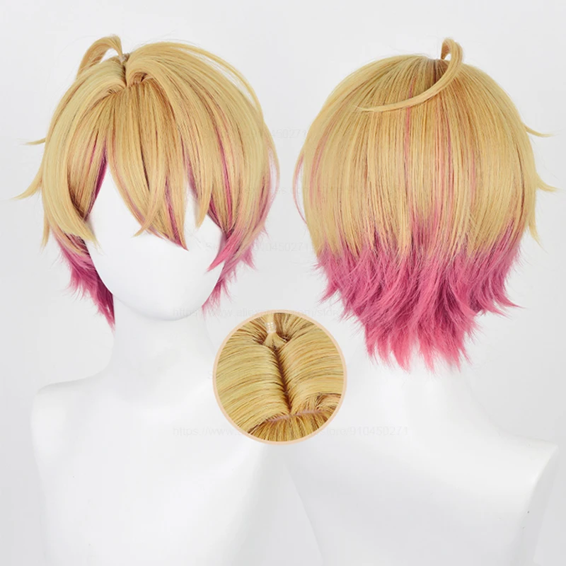 

Oshi No Ko Hoshino Akuamarin Cosplay Wig 32cm Short Orange Pink Heat Resistant Synthetic Hair Anime Cosplay Wigs + Wig Cap