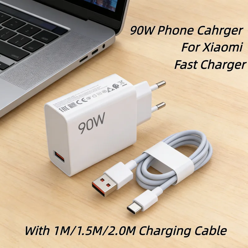 90W 6A USB Fast Charging Charger With Type C USB Quick Charging Cable For Xiaomi 15 14 13 12 Ultra Redmi Note 12 T13 Pro Adapter